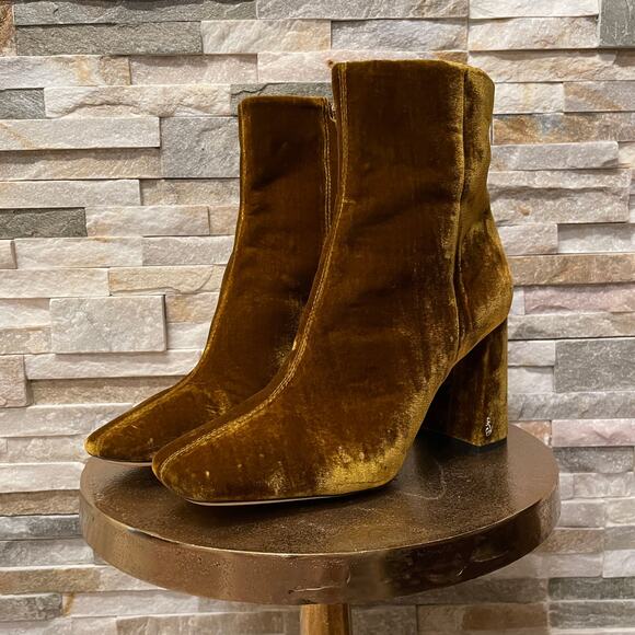 Sam Edelman 8.5 Codie Rust Velvet Ankle Boots | Block Heel, Luxe Holiday Shoe - Picture 5 of 11